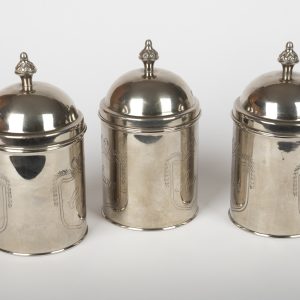 Lot de 3 boîtes en métal des années 60 – Café, Sucre, Thé