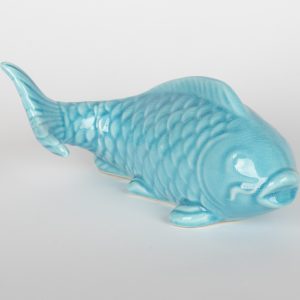 Poisson décoratif en céramique émaillée – Bleu turquoise