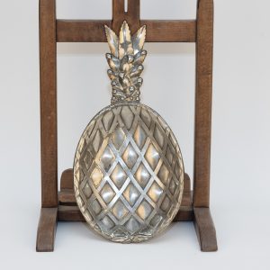 Coupe décorative vintage en métal – Motif ananas – 40 cm
