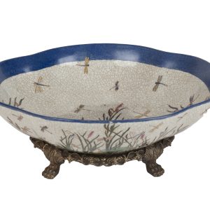 Plat en céramique et bronze signé Wong Lee - 1895