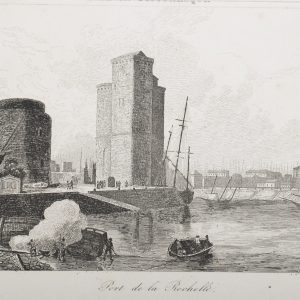 Gravure ancienne – La Rochelle vue des quais (vers 1830)
