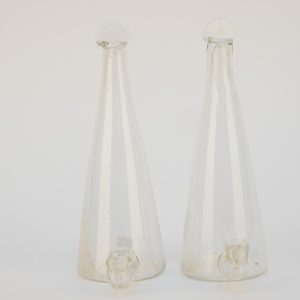 Paire d’abreuvoirs à oiseaux anciens en verre soufflé – XVIIIe siècle