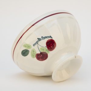 Bol ancien à décor de cerises – Faïence vintage – Ø17 cm