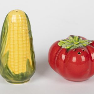 Duo de Salière et Poivrière en Céramique Vintage - Maïs et Tomate
