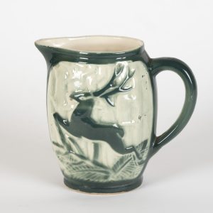 Ancien pichet cerf vert en barbotine - Art déco - Saint Clément