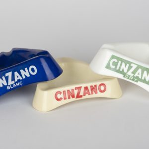 Lot de 3 cendriers publicitaires vintage en opaline - Cinzano