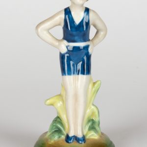 Pique-fleurs en céramique Art Déco - Baigneuse des années 1920