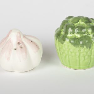 Ensemble vintage de salière et poivrière en céramique – Ail et Chou