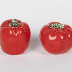 Duo de pots à sel et poivre vintage – Poivron et Tomate en céramique