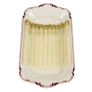 Ancien Plat de Service à Asperges en Faïence Sarreguemines