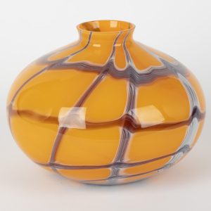 Vase vintage Murano orange marbré – 26 cm