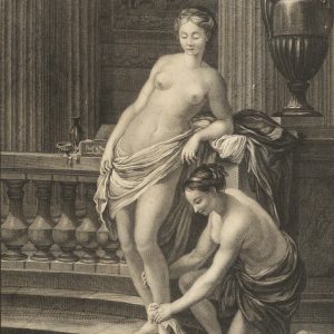 Jeune Circassienne au Bain – Gravure du XIXe siècle