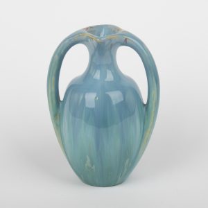 Vase Art Nouveau en Céramique de Pierrefonds – Émaillage Bleu Nuancé (22 cm)