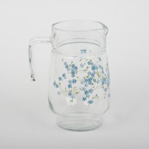 Pichet Véronica Myosotis Arcopal – Années 1970 – Verre Fleuri Vintage
