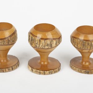 Lot de 3 coquetiers en bois rustique