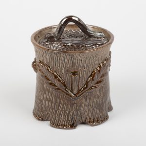 Ancien Pot à Tabac en Grès de Beauvais – Motif Tronc d’Arbre