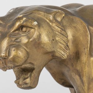 Sculpture Panthère en Plâtre Doré - Art Déco - 48 cm