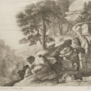 L’Ermite en Méditation – Gravure d’Herman van Swanevelt (Reproduction XIXe)