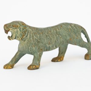 Tigre décoratif ancien en métal peint – Figurine vintage