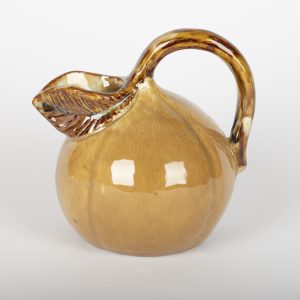 Pichet en céramique émaillée en forme de melon – Ton miel et brun